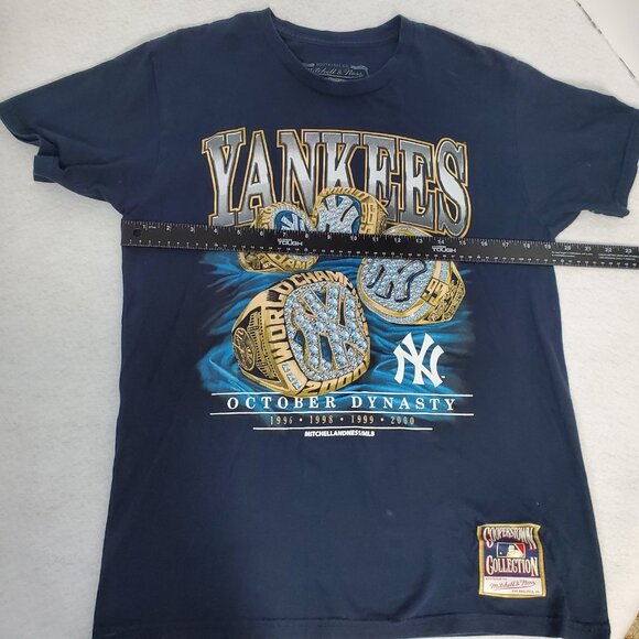 New York Yankees T-Shirt Men’s Medium Blue World Series Rings October Dynasty - Picture 3 of 8